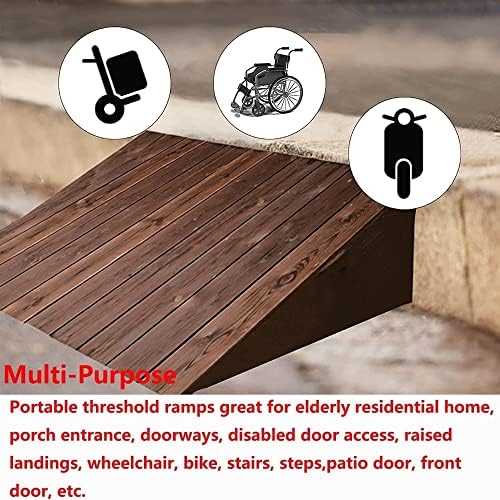 Non-Slip Wood Threshold Ramp for Home - 4' to 10' Rise, Durable Front Door Transition Ramp (90x80x25cm/35x31x10) - Ideal for Wheelchairs & Mobility Aids