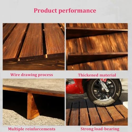 Portable Wooden Wheelchair Ramp, Non-Slip Solid Wood Threshold Ramp for Doorways & Garage, 3.2'/3.9' Rise, Durable & Lightweight Access Solution