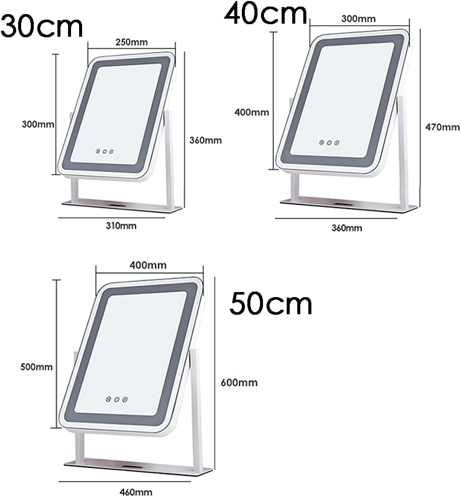 Women Vanity Mirror with Personal Makeup Mirror with Smart Touch Control 3 Color Lighting Modes Tabletop Mirror with 360°Rotating Stand(Size:30CM)