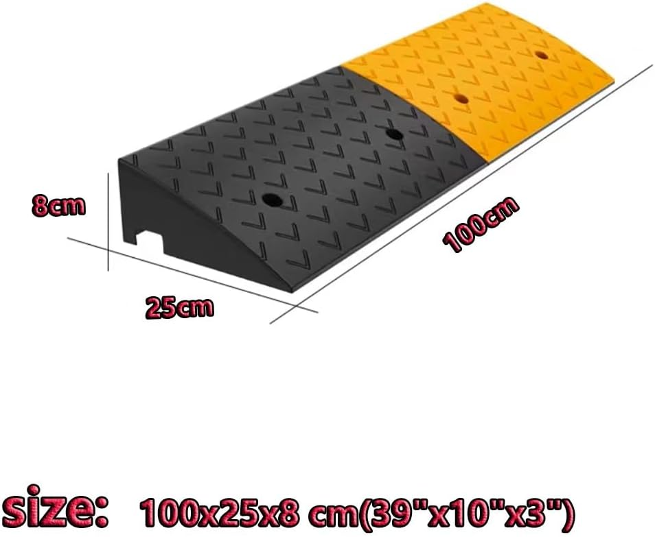 Heavy Duty Driveway Curb Ramps 2' 6' 4' Rise Rubber Wheelchair Ramp Doorway Threshold Ramp, Portable Kerb Ramp for Steps Sidewalk Warehouse(100x25x8 cm(39'x10'x3'))