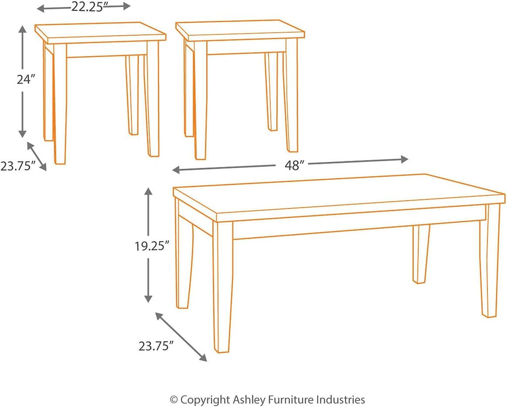 Signature Design by Ashley Maysville Faux Marble Top 3-Piece Table Set, Includes Coffee Table & 2 End Tables, Black