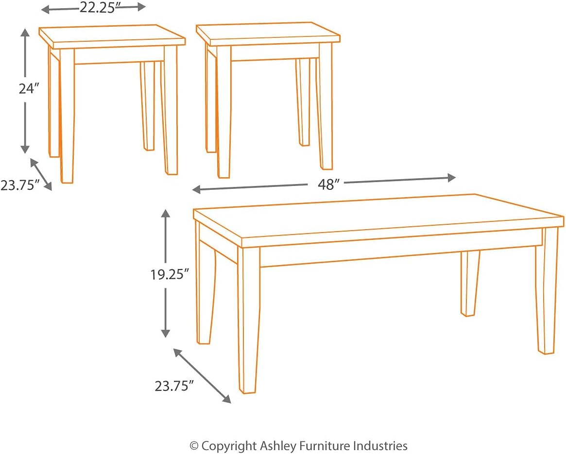 Signature Design by Ashley Maysville Faux Marble Top 3-Piece Table Set, Includes Coffee Table & 2 End Tables, Black