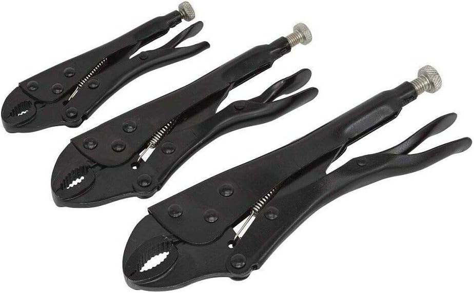 2 set 3pc Locking Pliers Set Black Finish Teeth That Grip Like a Vise! Adjustable NEW , Jikkolumlukka