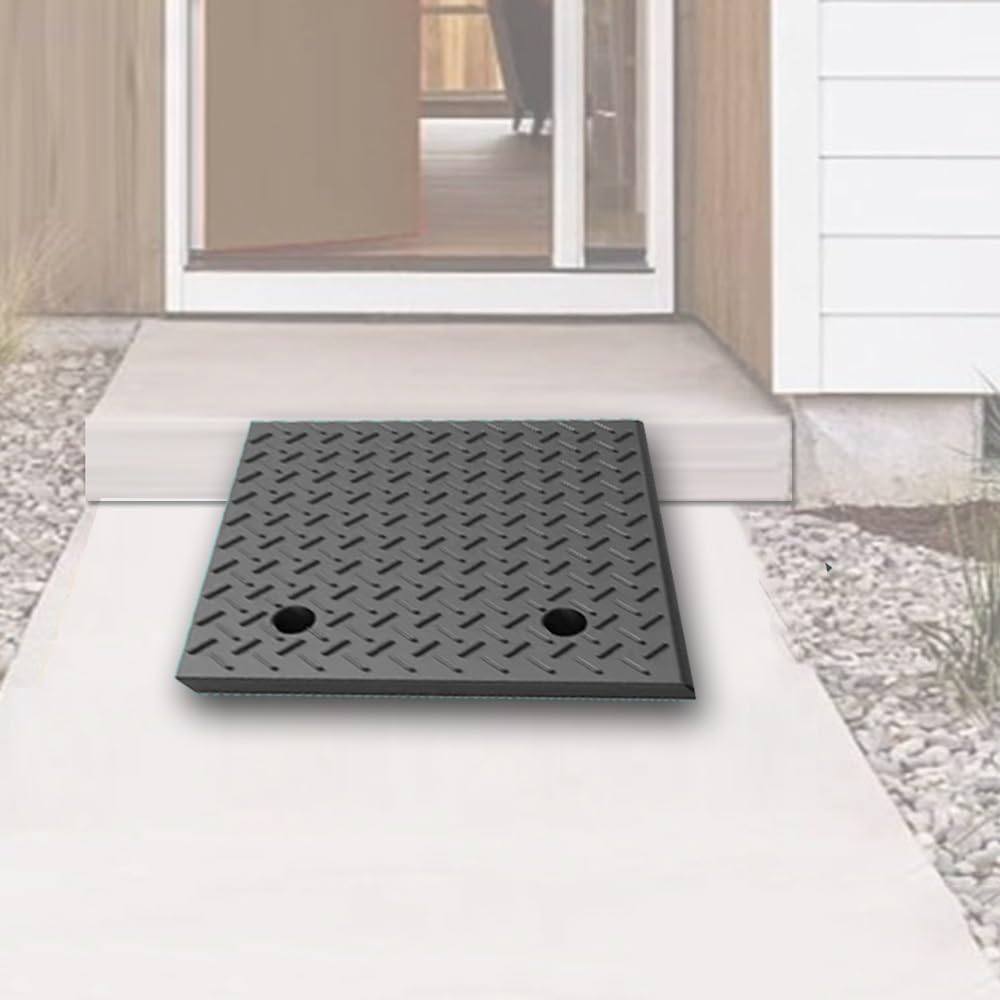 Portable Wheelchair Ramp, Rubber Driveway Curb Ramps, 2' 5' 7' Rise Doorway Threshold Ramp, Steps Transition Ramp for Warehouse Sidewalk Steps(50x50x13cm)