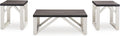 Signature Design by Ashley Dorrinson Farmhouse Table Set for Living Room, Set of 3, Dark Brown & White