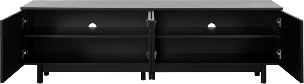 Ball & Cast Modern TV Stand with Arch Cabinets for TVs up to 78', Minimalist Entertainment Center w/Solid Wood Legs and Adjustable Shelves, Media Console for Living Room,Black