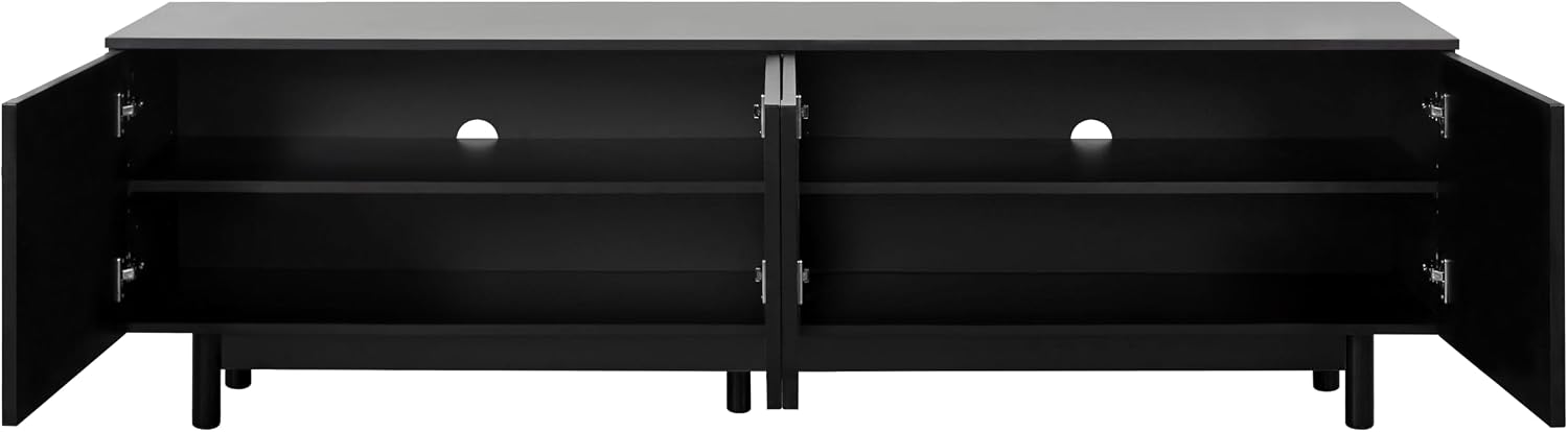 Ball & Cast Modern TV Stand with Arch Cabinets for TVs up to 78', Minimalist Entertainment Center w/Solid Wood Legs and Adjustable Shelves, Media Console for Living Room,Black