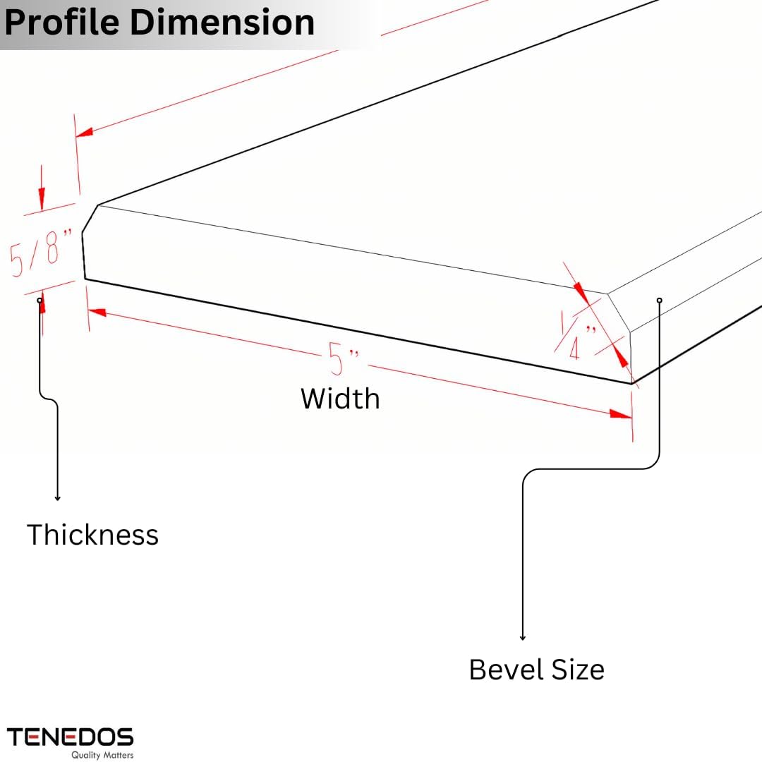 Tenedos 5x36 Engineered Marble Threshold Saddle Beveled Edges Polished Tile for Doorway Shower Curb Bathroom Flooring (Pure White)