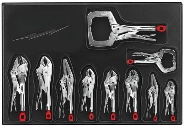 10PC 48-22-3690 for Milwaukee Forged Alloy Steel Locking Pliers Kit Silver - w/Ergonomic Handles