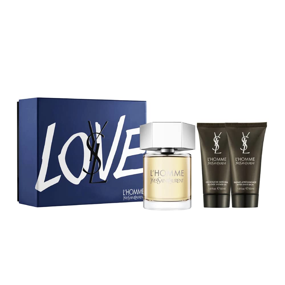 L'homme Yves Saint Laurent By Yves Saint Laurent | 3 Piece Gift Set - 3.3 Oz Eau De Toilette Spray, 1.6 Oz All - Over Shower Gel, 1.6 Oz After Shave Balm | Fragrance For Men