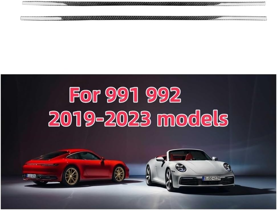 2pcs Car Roof Trim Trim on Both Sides Black&Red Color Carbon Fiber Decoration Compatible with Porsche 911 992 2019-2023 Models Car Accessories(Black Carbon Fiber)