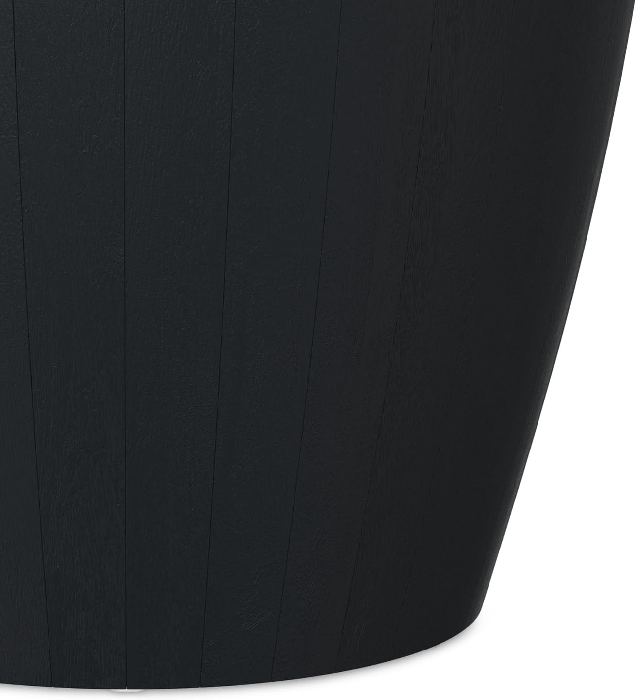 SIMPLIHOME Elmbrook End Table - 21 inch Wide Solid Mango Wood Round Drum Table with Vertical Panel Detailing in Black, Modern Nightstand or Plant Stand for Living Room or Bedroom, Assembled