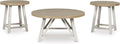 Signature Design by Ashley Fawndell Casual Table with Antiqued Finish, Set of 3, White & Light Brown