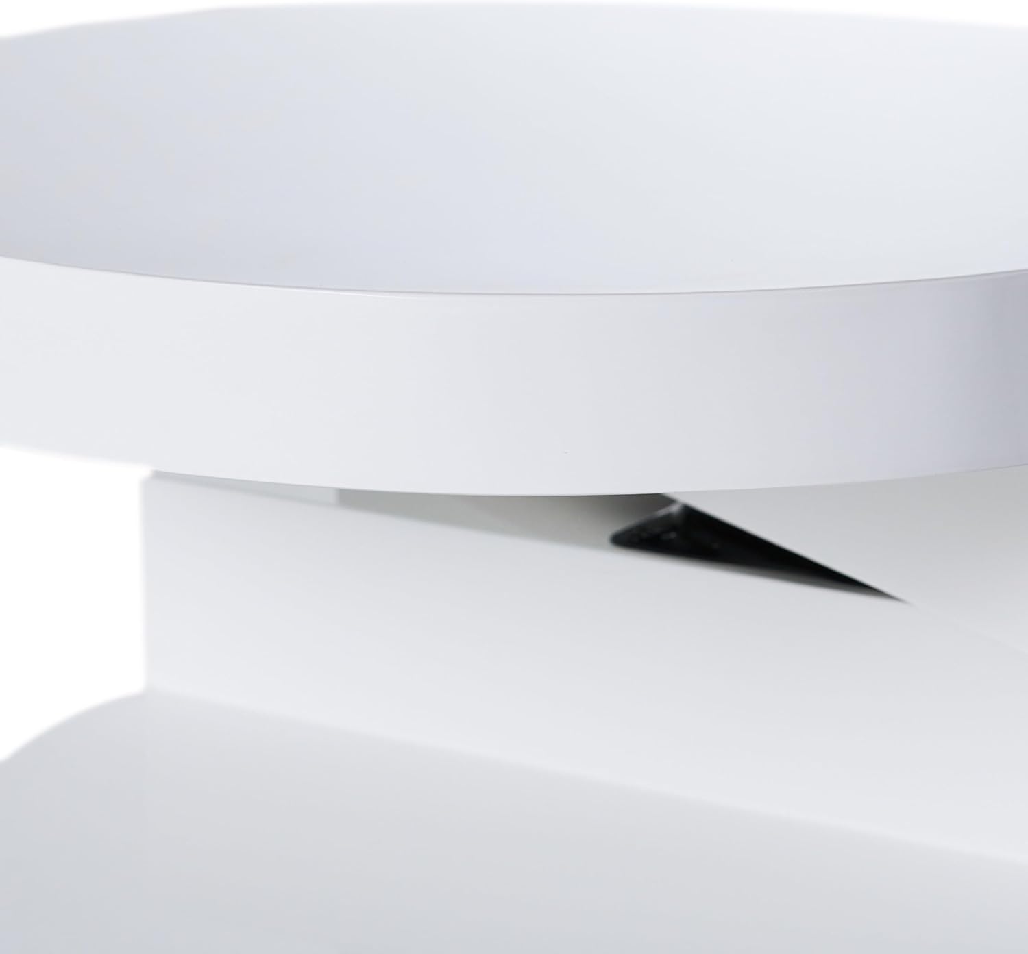 Modern Round White Coffee Table, 2-Tier Rotatable, Small, Easy Assembly, Contemporary Side Table, End Table for Living Room, 23.6'' x 13''