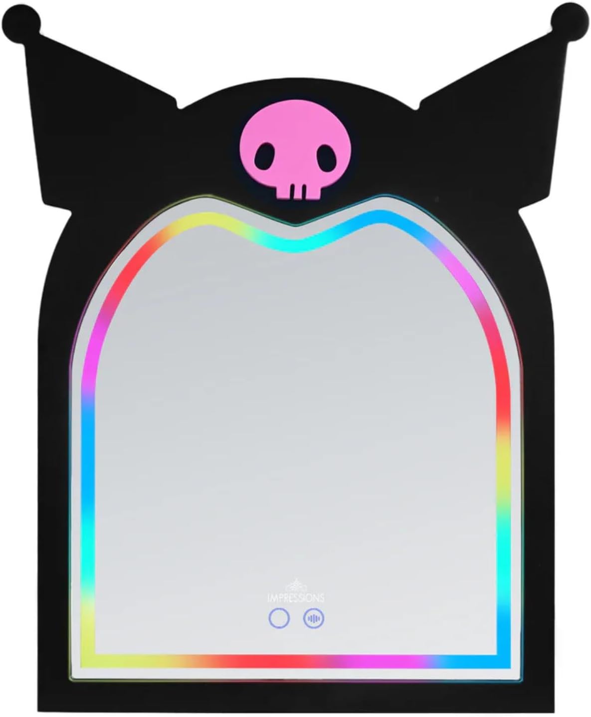 Impressions Vanity Kuromi Arch RGB Tabletop Mirror with Adjustable Strip LED Lights, App Control RGB Lighting, Soft Touch Sensor, Arched Mirrors for Wall Mount and U Shaped Easel Stand