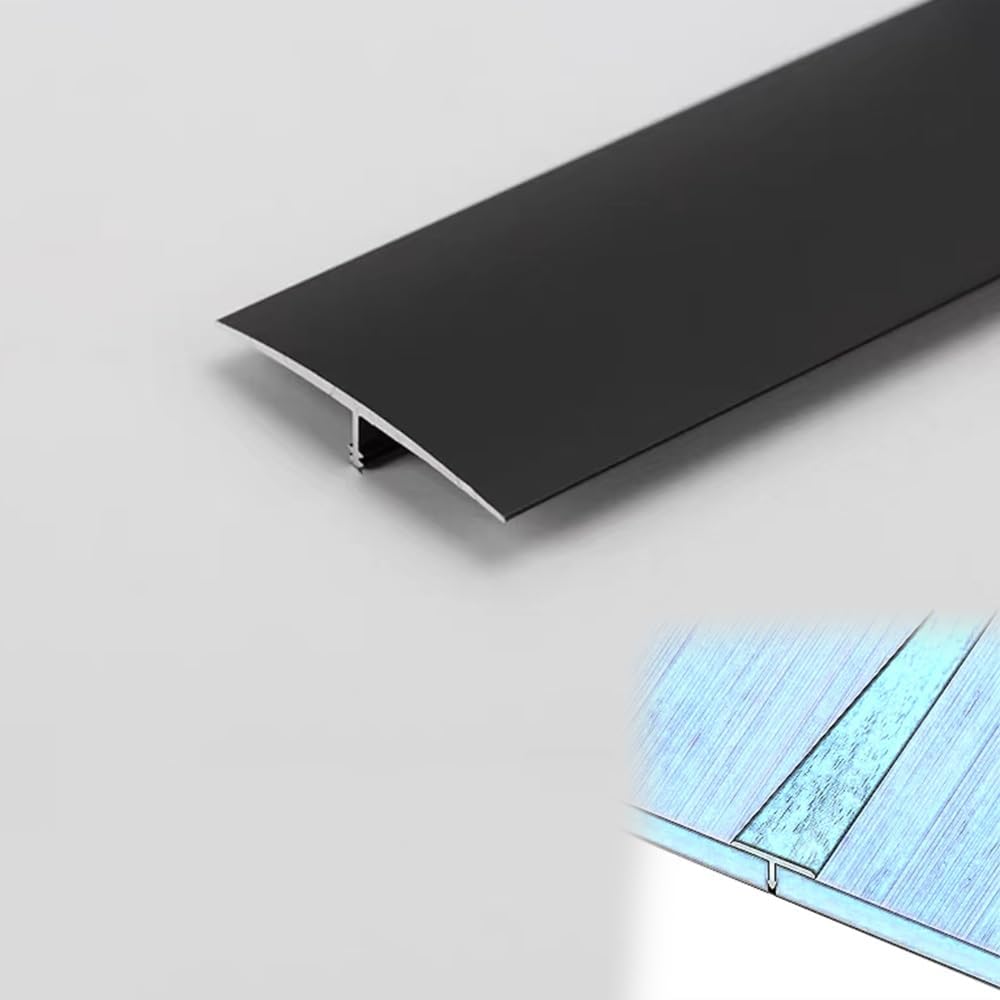 Threshold Transition Strip Doorway Gap Cover Strips 1 1/2 Inch Wide, Aluminum Floor Threshold T-molding, Flooring Edging Trim Strip(Black,10PCS)