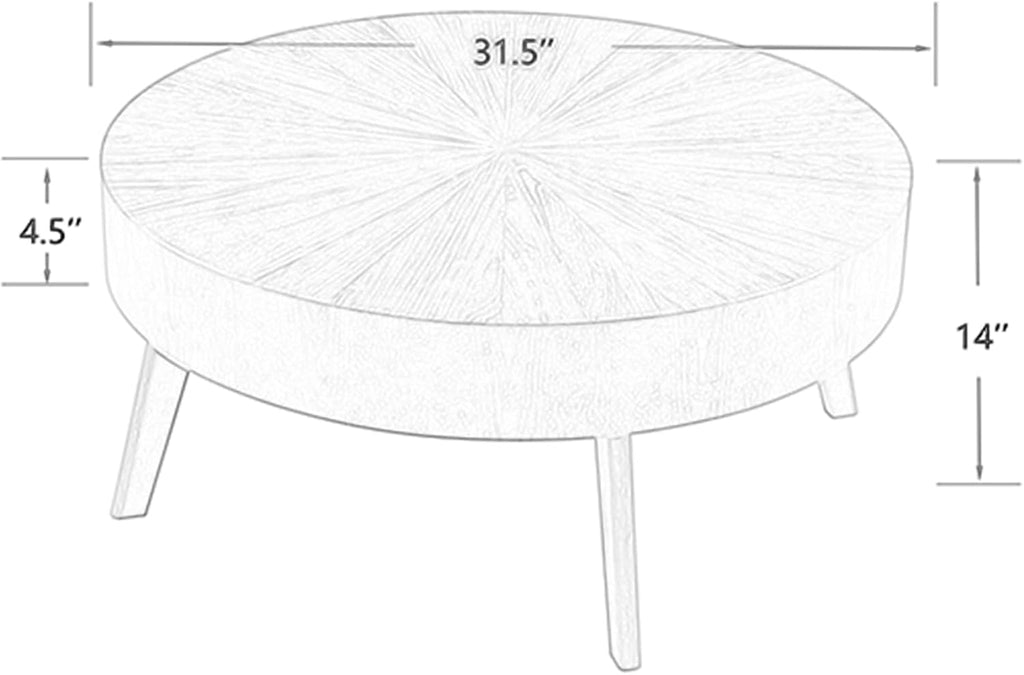 Round Wood Coffee Table for Living Room - Farmhouse Wood Circle Coffee Table, Wooden Rustic Round Coffee Table(Espresso,31x31x14 in)