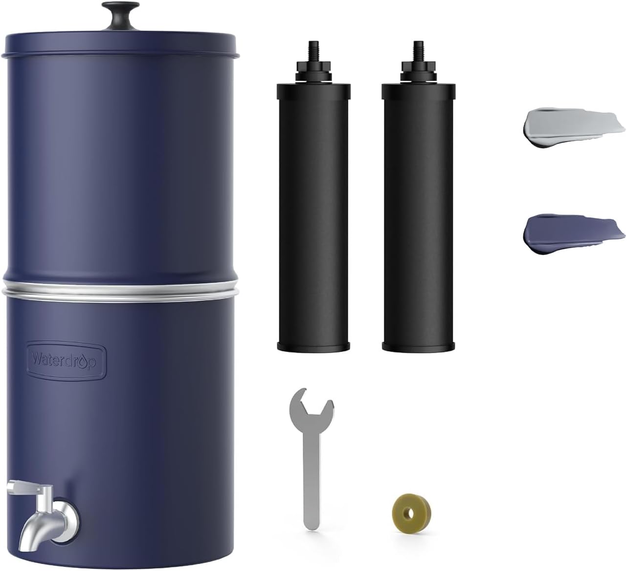 Waterdrop TK-AP Gravity Water Filter System, NSF/ANSI 42&372 Standard, Stainless Steel Water System with 2 Carbon Filters, Reduces Lead and Chlorine for Home, Emergencies, Blue, 2.25G