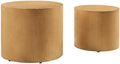Modway Amani Nesting Coffee Table Set of 2 in Natural - Modern Round Drum Tables - Stackable End Tables for Small Spaces - Circle Side Table Set for Living Room
