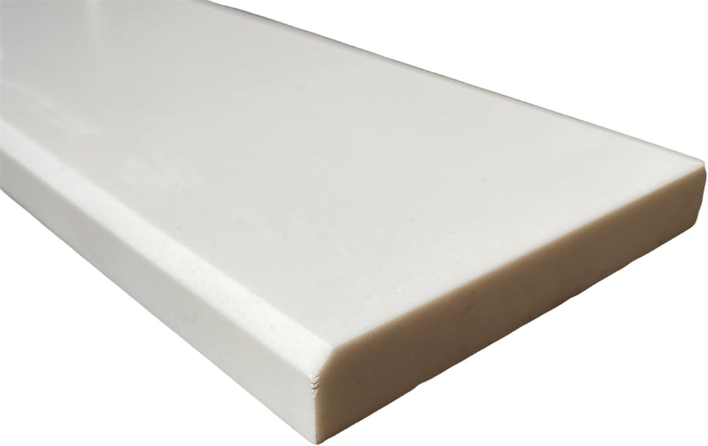 Tenedos 5x36 Engineered Marble Threshold Saddle Beveled Edges Polished Tile for Doorway Shower Curb Bathroom Flooring (Pure White)