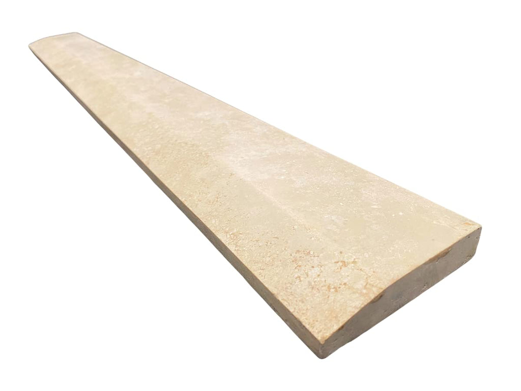 Tenedos Durango Cream Ivory Light Travertine Marble Threshold 4'x36' Single Hollywood Style Filled & Honed Finish for Shower Curb, Doorway, Floor Transition