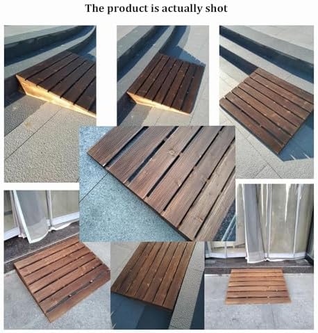 Portable Wooden Wheelchair Ramp, Non-Slip Solid Wood Threshold Ramp for Doorways & Garage, 3.2'/3.9' Rise, Durable & Lightweight Access Solution