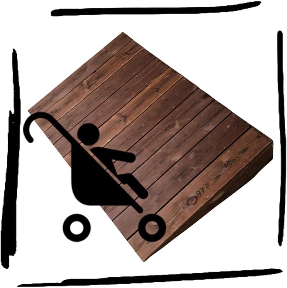 4' 7' 8' Rise Threshold Ramp Doorway, Wood Wheelchair Ramp, Non-Slip Entry Ramp, Accessible Ramp Shed Ramp for Walker/Cart/Scooter/Home Steps(24x28x8''/60x70x20cm)