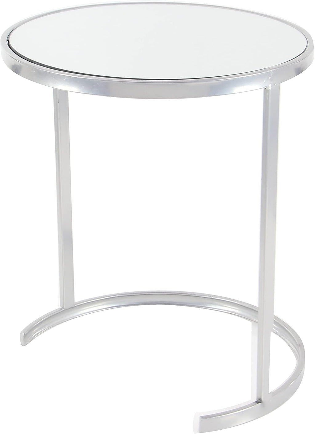 Deco 79 Metal Side End Accent Table Round Nesting End Table with Mirrored Glass Top, Set of 3 Side Table 21', 19', 17'H, Silver