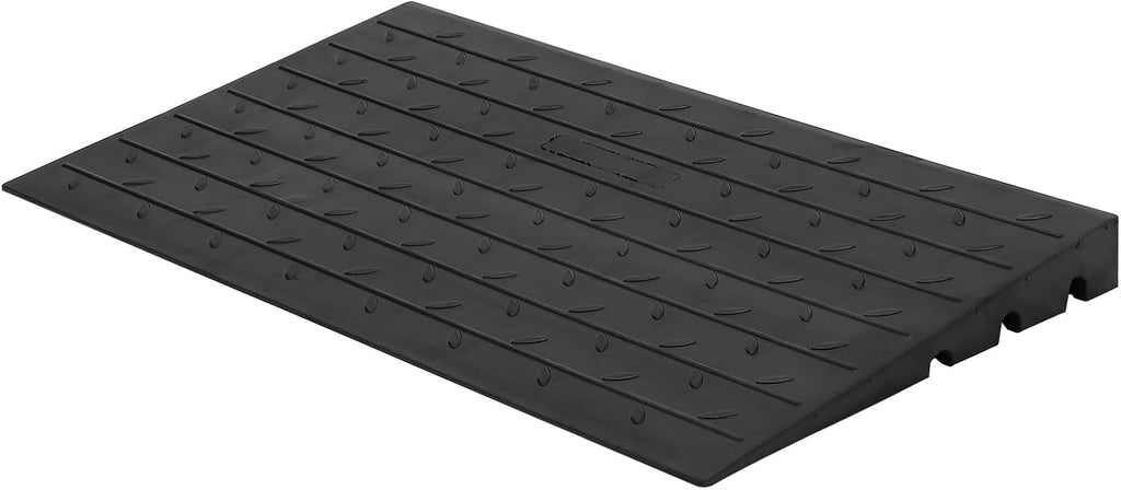 4 Inch Rubber Threshold Ramp for Wheelchair and Scooter - Durable Doorway and Driveway Curb Ramp with 3 Channels Cord Cover - Handicap Ramp for Home Entry, Steps, Doorways, and Curbs