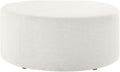 Modway Callum 38 Inch Round Ottoman in Ivory Fabric - Heathered Woven Fabric - Versatile Upholstered Coffee Table and Footrest - Couch Ottoman - Living Room Accent Table