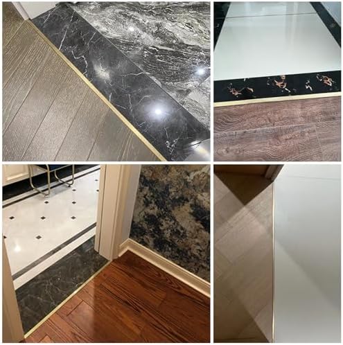 Brushed Brass Floor Transition Strip - T-Molding Seam Binder for Tile to Wood, Laminate Flooring & Entry Doorways - Durable Threshold Cover for Seamless Finishes