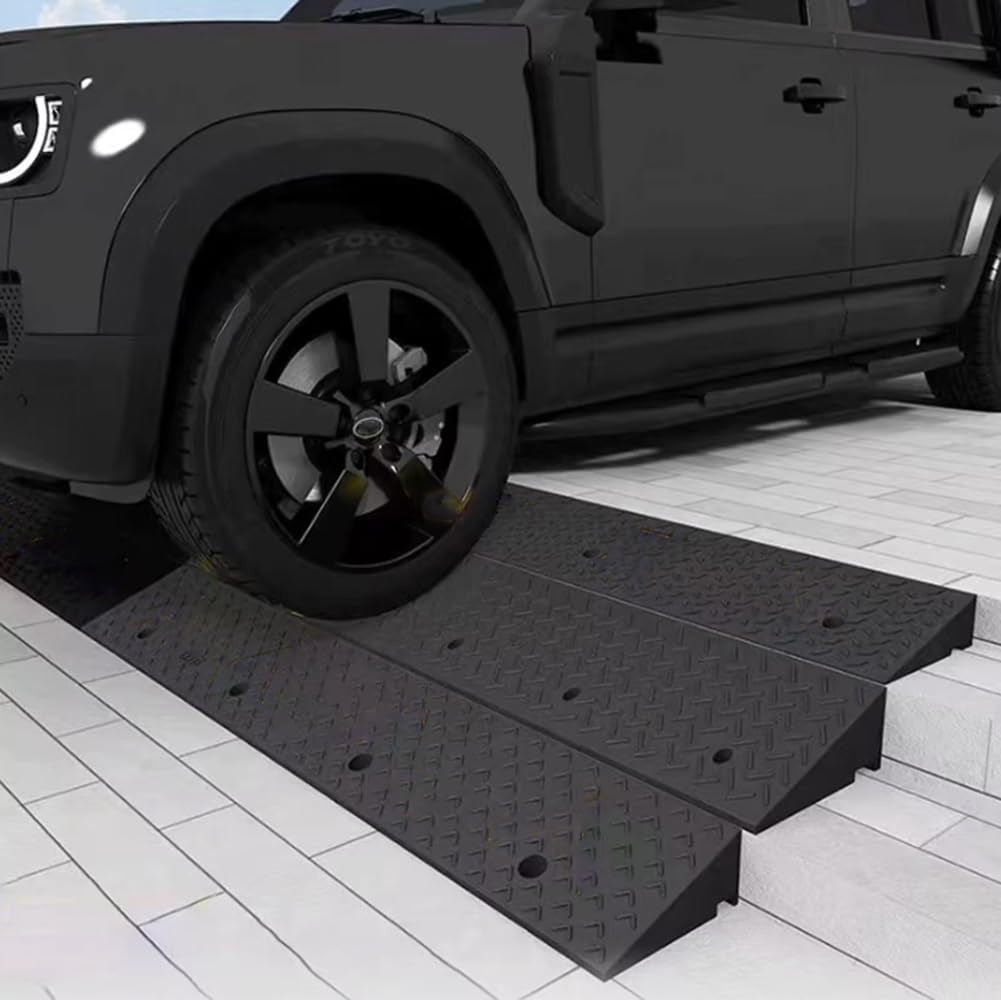 Rubber Curb Ramps (2-8 inch Rise),Heavy Duty Threshold Ramps for Cars Vehicles Motorcycle Bicycles(Height 16cm/6.3inch)