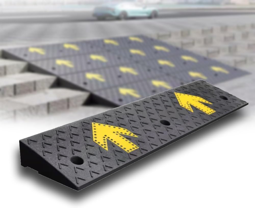 Rubber Curb Ramps, Portable Wheelchair Ramp, Doorway Threshold Ramp 1' 2' 5' 7' Rise Shed Ramps Heavy Duty Loading Ramp for Dock Trailer Truck(95x23x8 cm(37'x9'x3'))