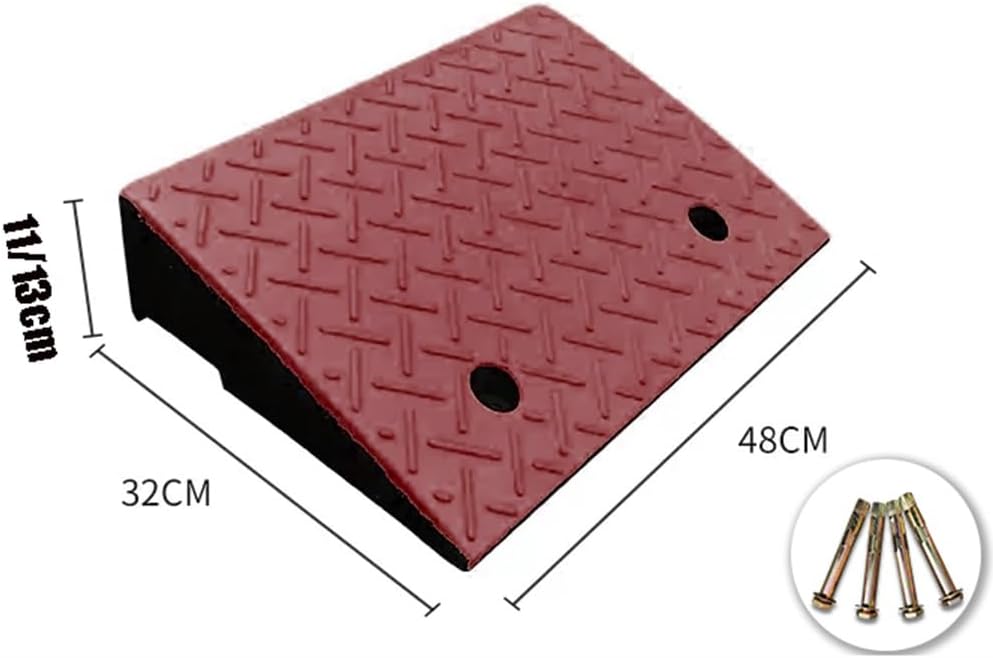 Rubber Threshold Ramp for Home Steps 4' 5' 6' Rise Heavy Duty Door Ramp, Driveway Curb Ramp Portable Loading Ramp with Bolts(48x32x13cm)