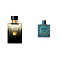 Versace Pour Homme Oud Noir 3.4 oz Eau de Parfum Spray & Eros for Men 3.4 oz Eau de Parfum Spray