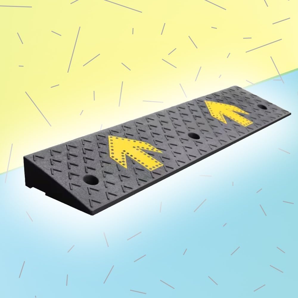 Heavy Duty Cars Curb Ramps, 2' 5' 7' Rise Wheelchair Ramp, Portable Rubber Driveway Ramps Threshold Ramp for Doorway Sidewalk Garage Warehouse(95x35x14 cm(37'x13.8'x5.5'))