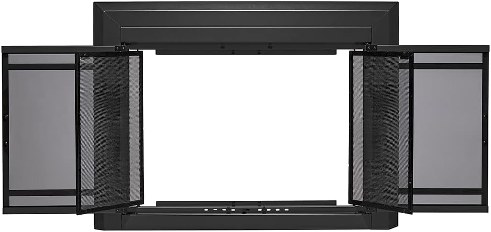 UniFlame - Kendall - Cabinet-Style Fireplace Doors with Smoke Tempered Glass (Color: Black, Size: Medium - Fits Opening 30in to 37in W x 25.5in to 32.5in H)