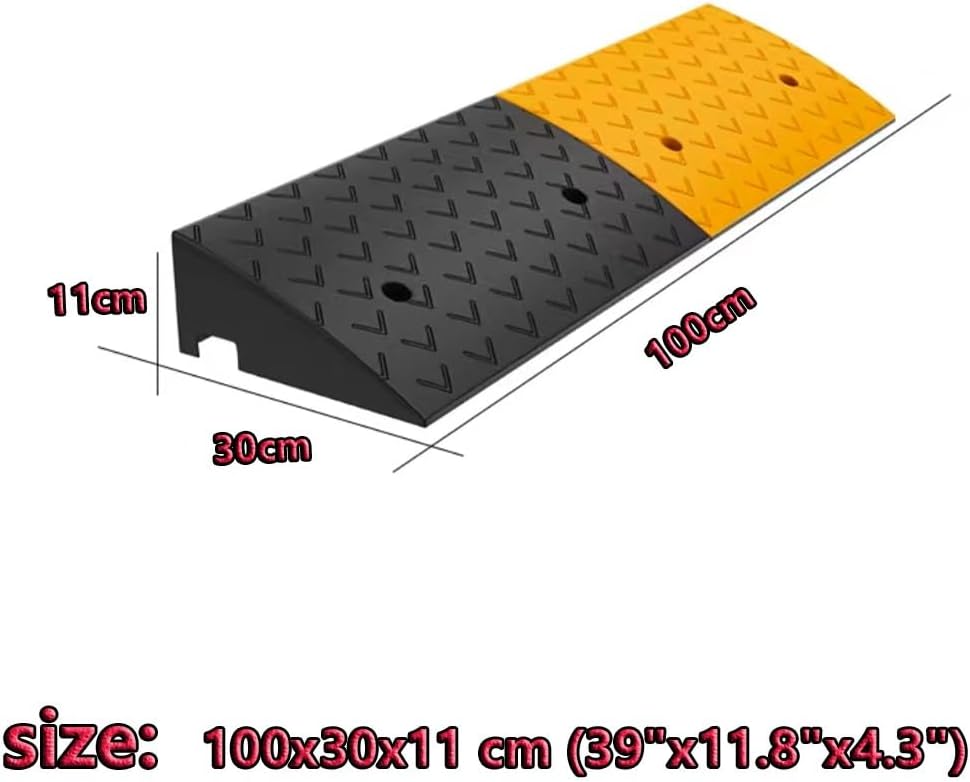 Heavy Duty Driveway Curb Ramps 2' 6' 4' Rise Rubber Wheelchair Ramp Doorway Threshold Ramp, Portable Kerb Ramp for Steps Sidewalk Warehouse(100x30x11 cm (39'x11.8'x4.3'))