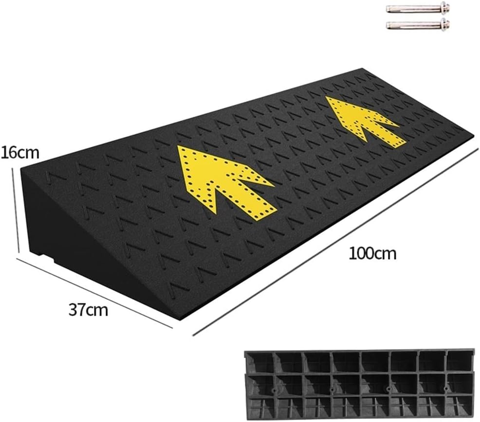 ZJIEX Wheelchair Ramp Rubber Ramps for Driveway Entryway Doorways, 2in/ 4in/ 6in/ 7in Rise Curb Ramp, Safety Non-Slip Threshold Transition Ramp, Car Kerb Ramp (Size : 100x37x16cm(39x14x6.3inch))