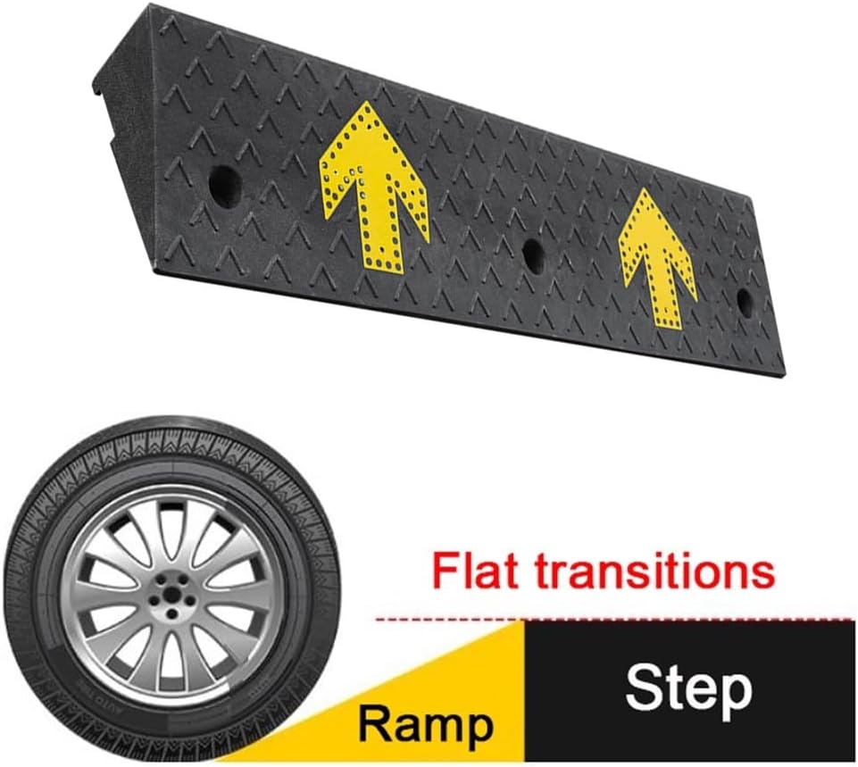 Ramp Rubber Kerb Ramps, 2in Rise Curb Ramps, Anti-Slip Threshold Ramp, Cars Shed Ramp, 4cm~10cm High Car Slope Ramp, Doorways Curb Ramp(100x25x7cm)