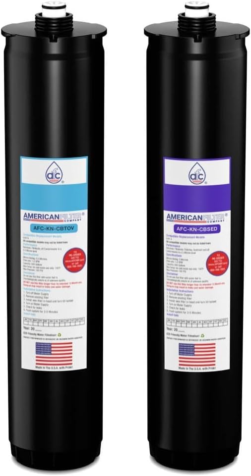 American Filter Company® Brand Model # AFC-KN-BP Water Filters, Compatible with Kinetico® KRO+ VX, KRO+ Deluxe VX Cartridge Set (Part # 9307A & 9461A) Blue/Purple - 6 Month Pack