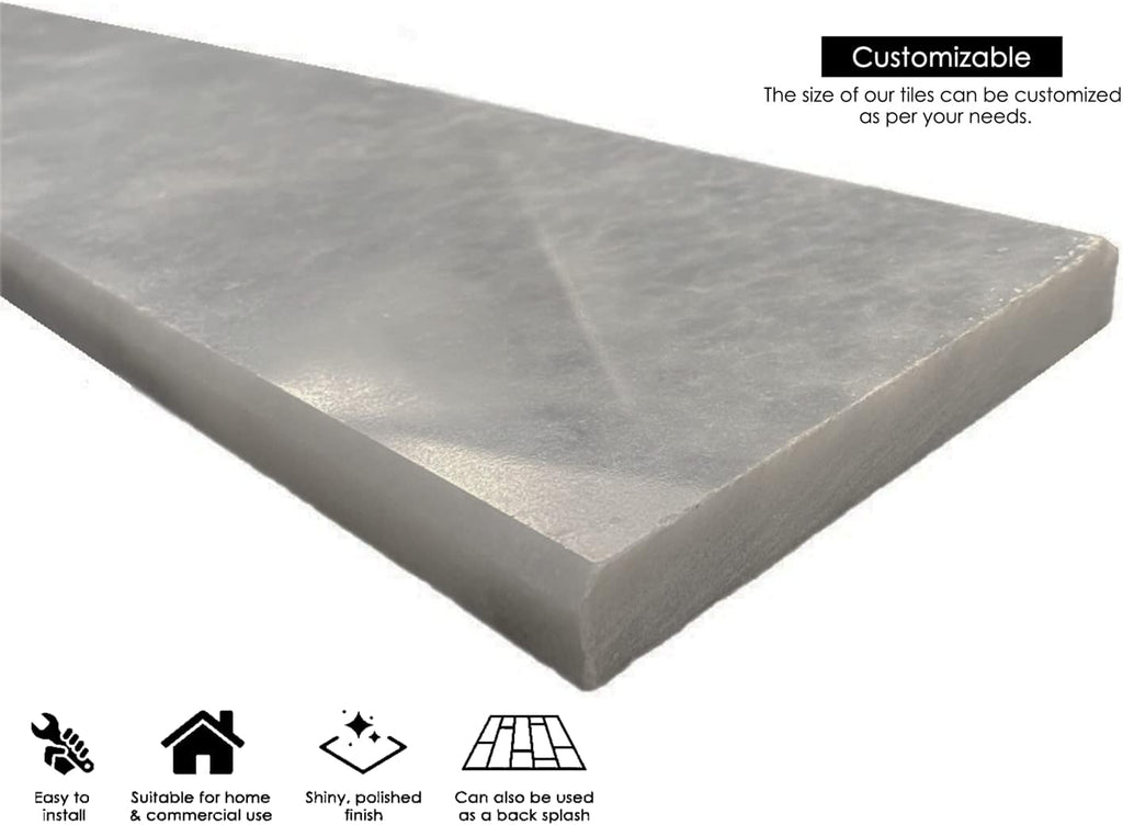 Bardiglio Grey Marble Threshold Saddle 4' x 36' Honed Matte Finish Natural Stone for Doorway, Shower, Floor, Window Sill