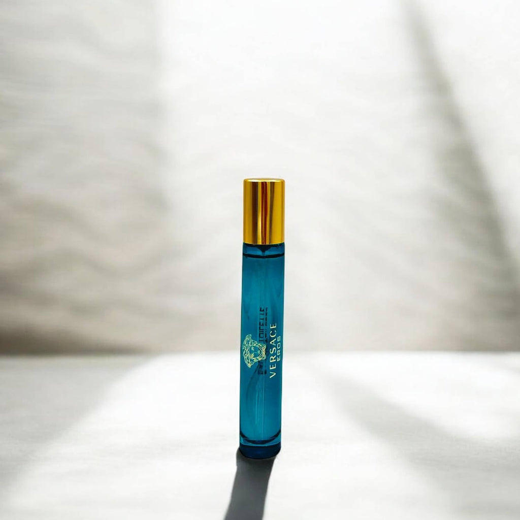 Versace Eros by Versace for Men - 3 Pc Gift Set 3.4oz EDT Spray, 10ml EDT Spray, Blue Trousse