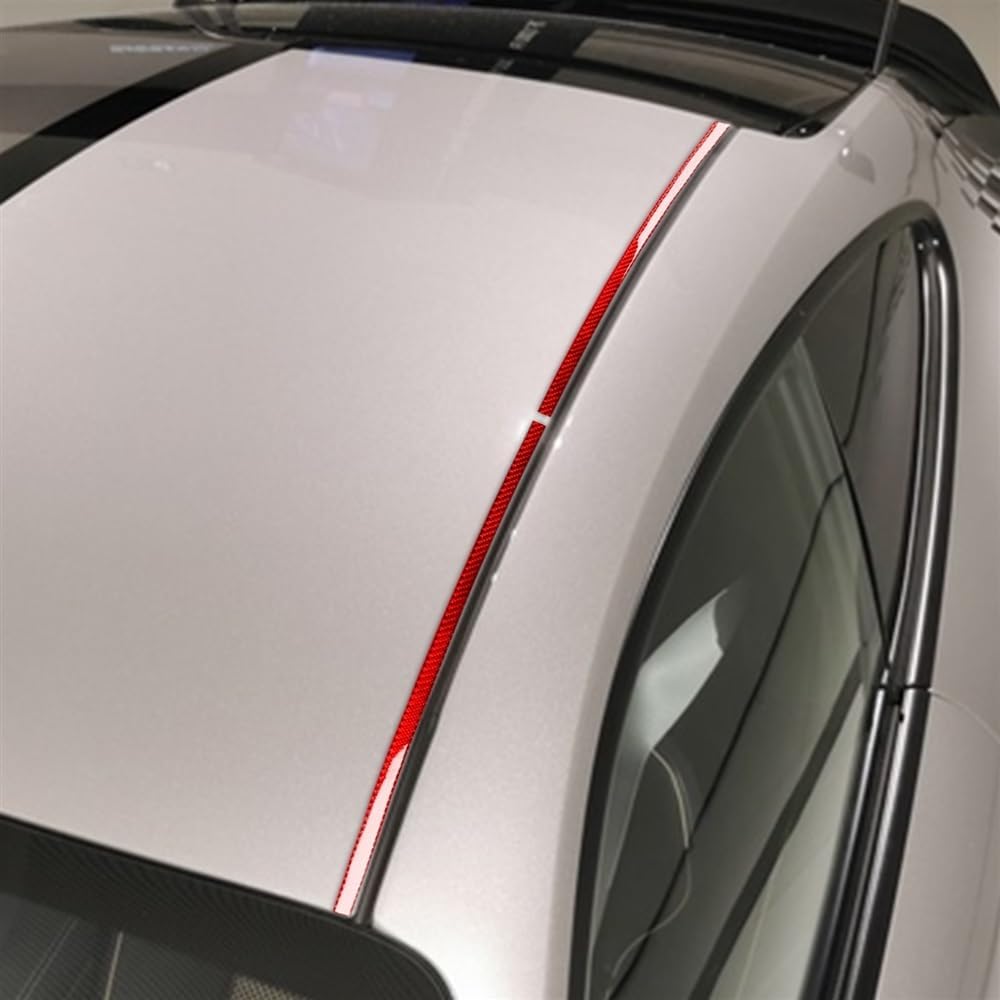 2pcs Car Roof Trim Trim on Both Sides Black&Red Color Carbon Fiber Decoration Compatible with Porsche 911 992 2019-2023 Models Car Accessories(Red Carbon Fiber)