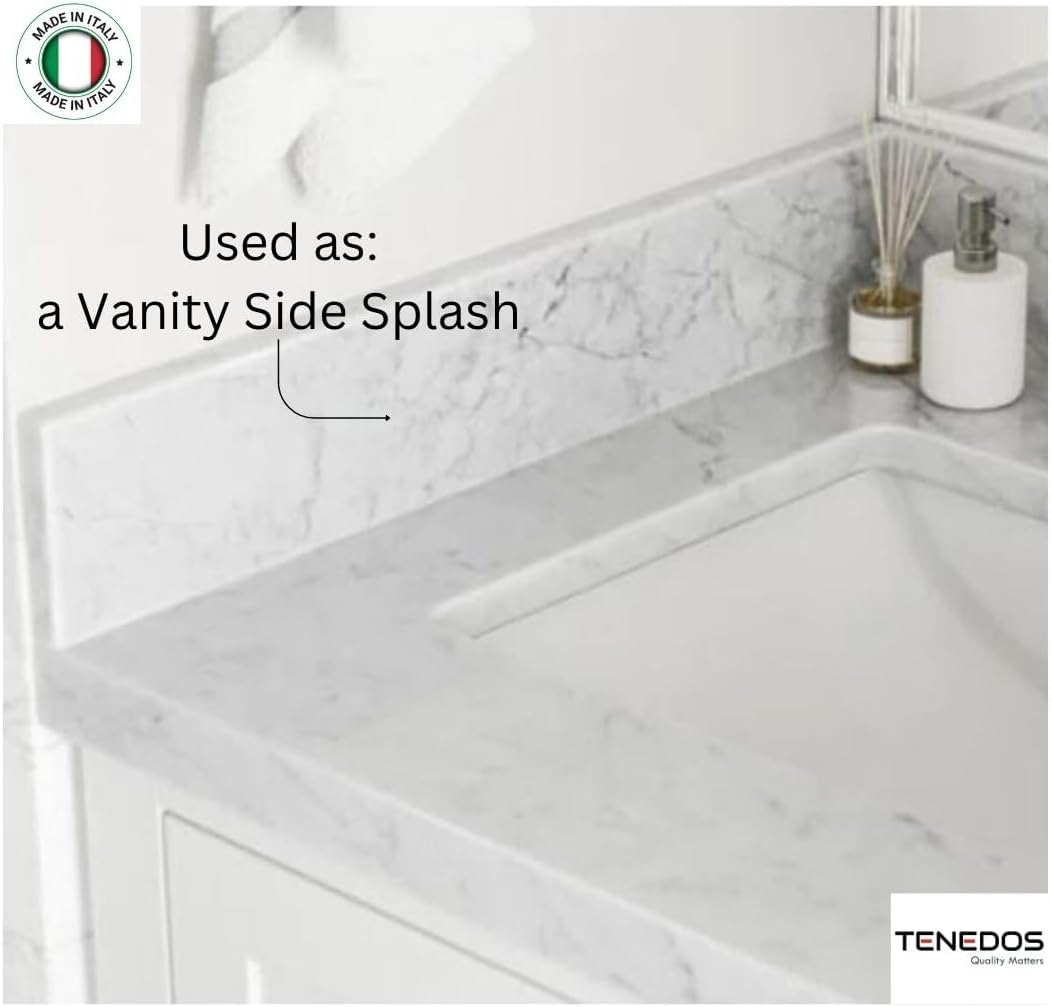 Tenedos 6x60 Marble Threshold Shower Curb Italian Carrara Bianco Greyish Floor Transition Tile (Saddle) Polished for Doorway, Bathroom Vanity Backsplash, Window Sill