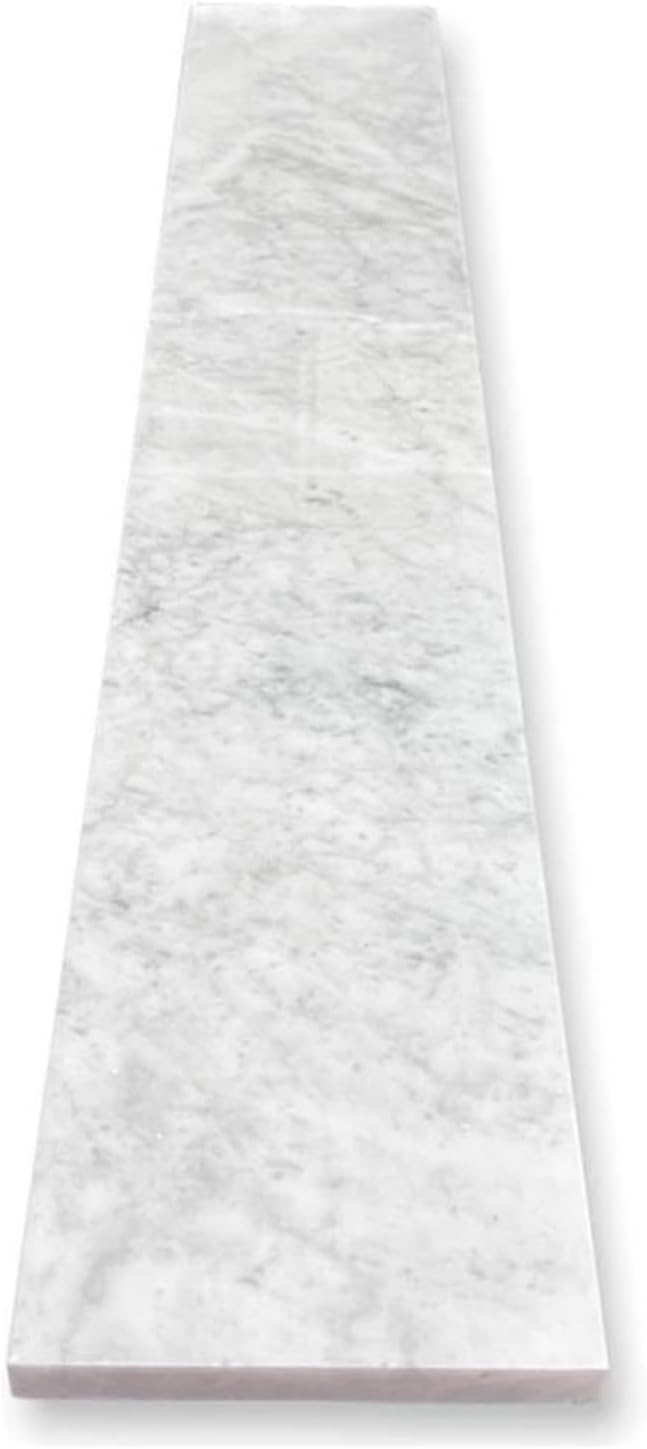 Tenedos 6x60 Marble Threshold Shower Curb Italian Carrara Bianco Greyish Floor Transition Tile (Saddle) Polished for Doorway, Bathroom Vanity Backsplash, Window Sill