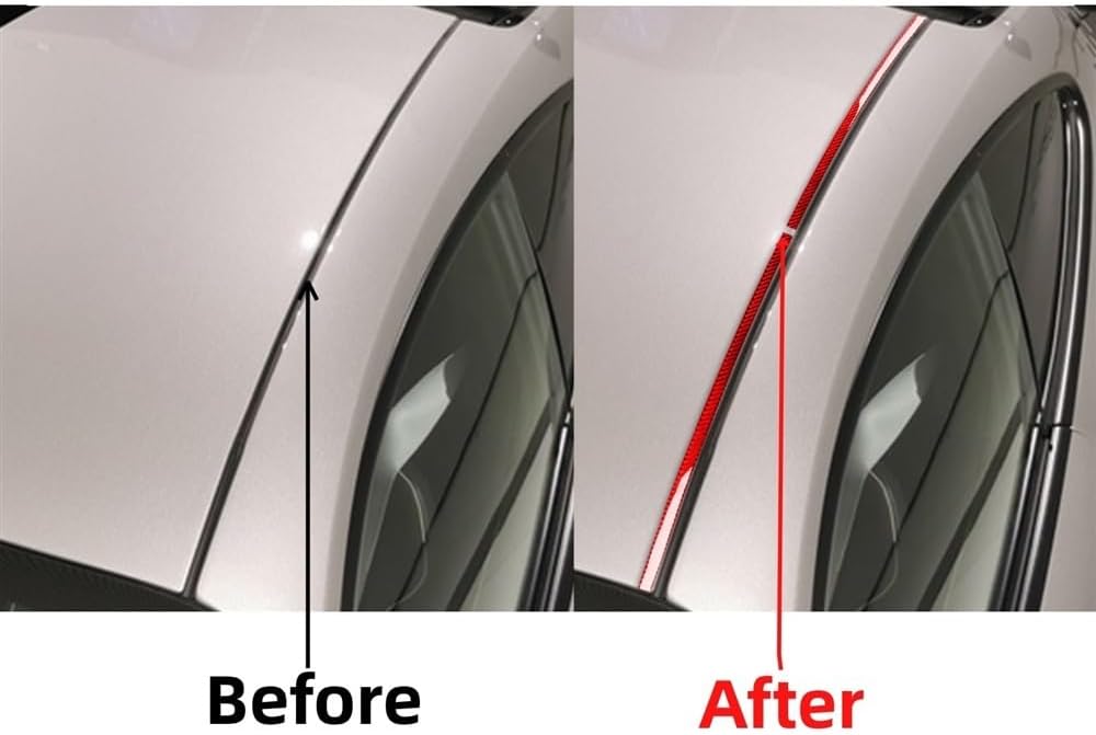 2pcs Car Roof Trim Trim on Both Sides Black&Red Color Carbon Fiber Decoration Compatible with Porsche 911 992 2019-2023 Models Car Accessories(Red Carbon Fiber)