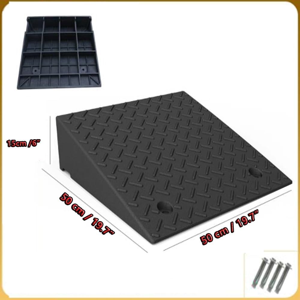 Portable Curb Ramps 2' 4' Rise Rubber Threshold Ramp, Lightweight Wheelchair Ramp, Outdoor Driveway Ramps for Sidewalk Steps Garage Cars(50x50x15 cm (20'x20'x6'))