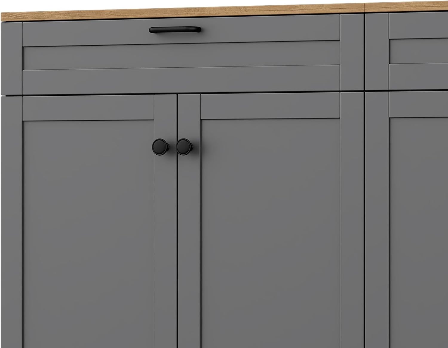 Ball & Cast Farmhouse TV Stand with 2 Drawers for TVs up to 70',Wood Grain Sideboard Buffet Cabinet w/Rustic Handles and Adjustable Shelf,Entertainment Center for Living Room,Bedroom,Grey