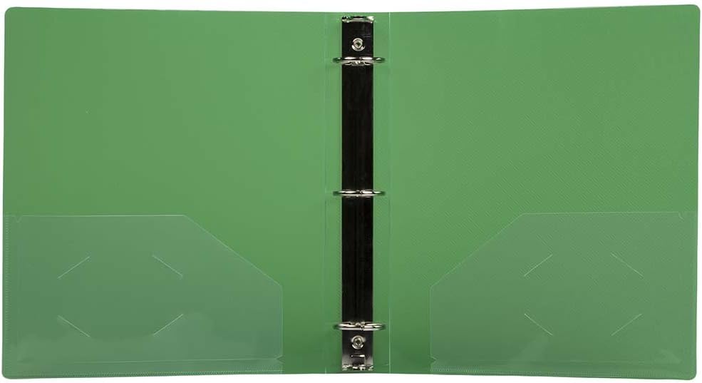 JAM PAPER Plastic 1.5 inch Binders - Green 3 Ring Binder - Bulk 20/Pack